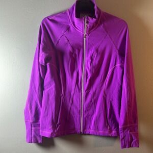 Athleta Purple Full Zip Jacket Thumbholes Athleisure Workout Size M